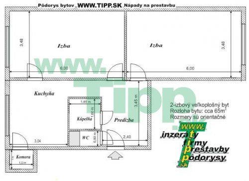 2 izbovy byt veľkopločný s komorou 2x6MK pôdorys.JPG